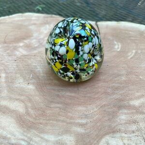 Vtg 1970s Hand Blown Colorful Glass Paperweight